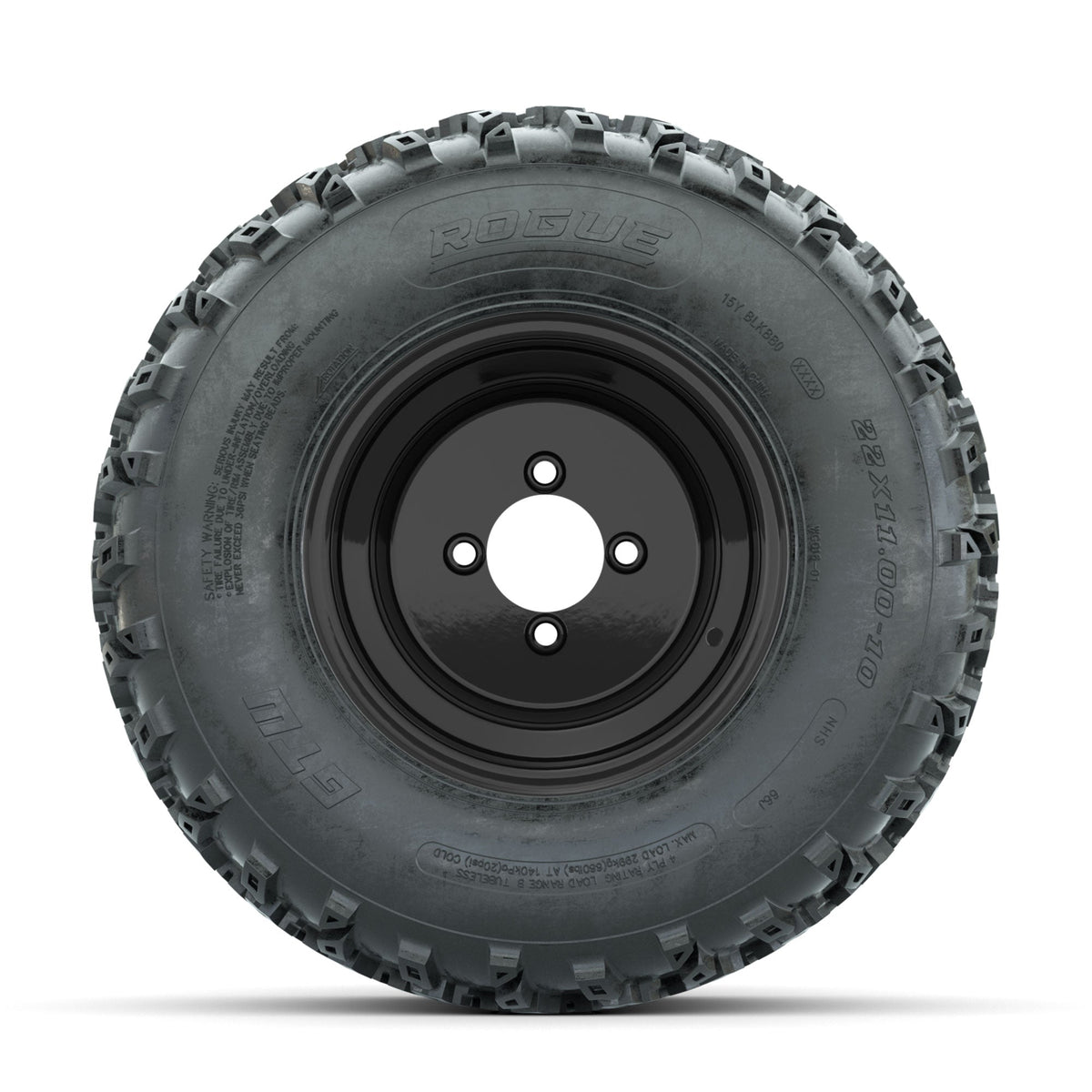 GTW Steel Black 10 in Wheels with 22x11.00-10 Rogue All Terrain Tires Full Set