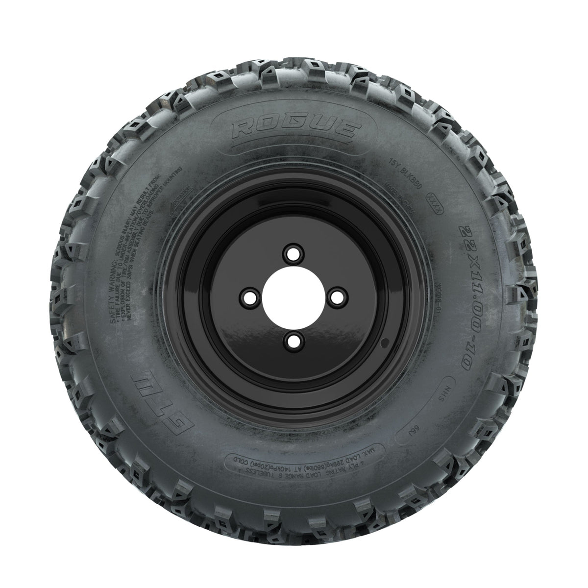 GTW Steel Black 10 in Wheels with 22x11.00-10 Rogue All Terrain Tires Full Set