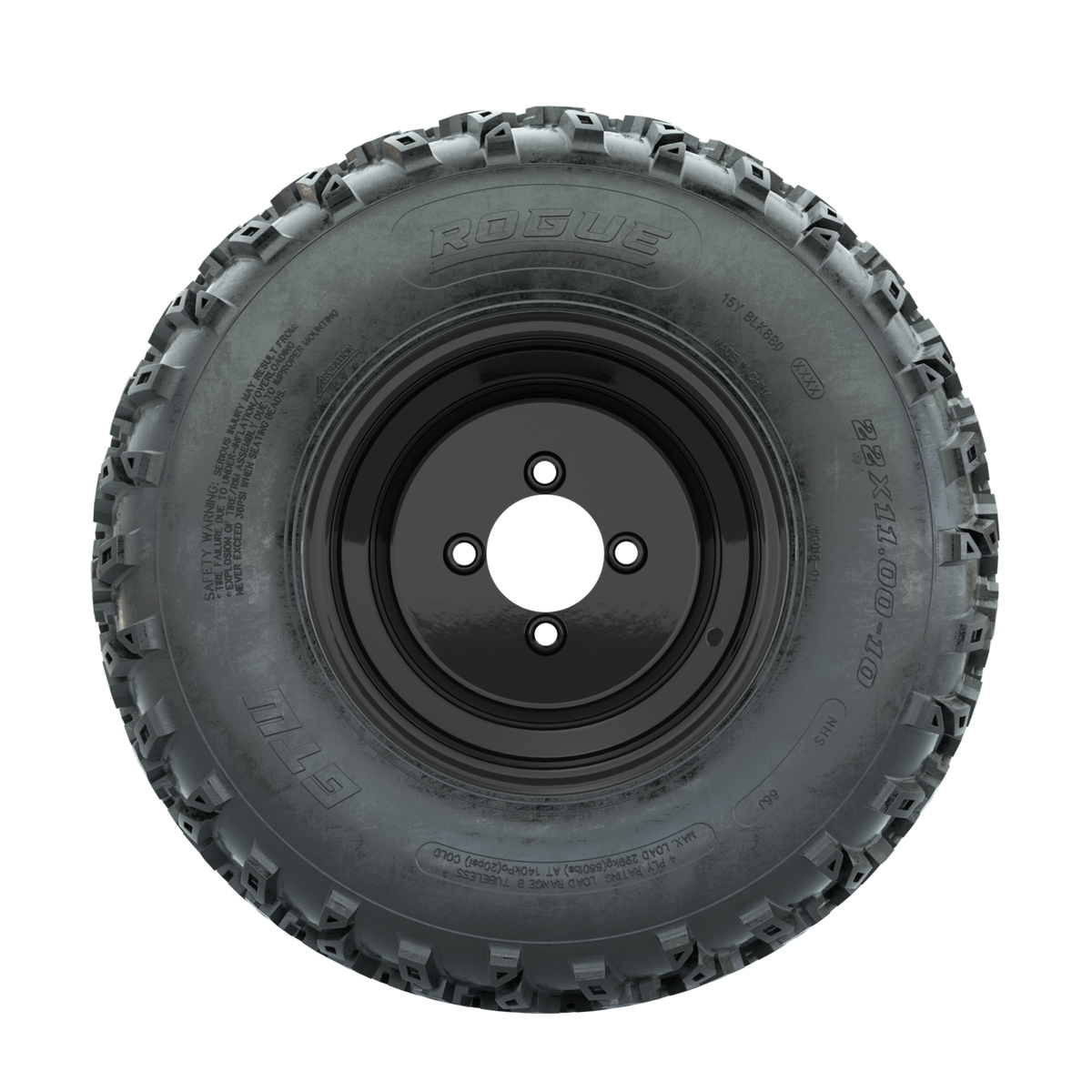 GTW Steel Black 10 in Wheels with 22x11.00-10 Rogue All Terrain Tires Full Set