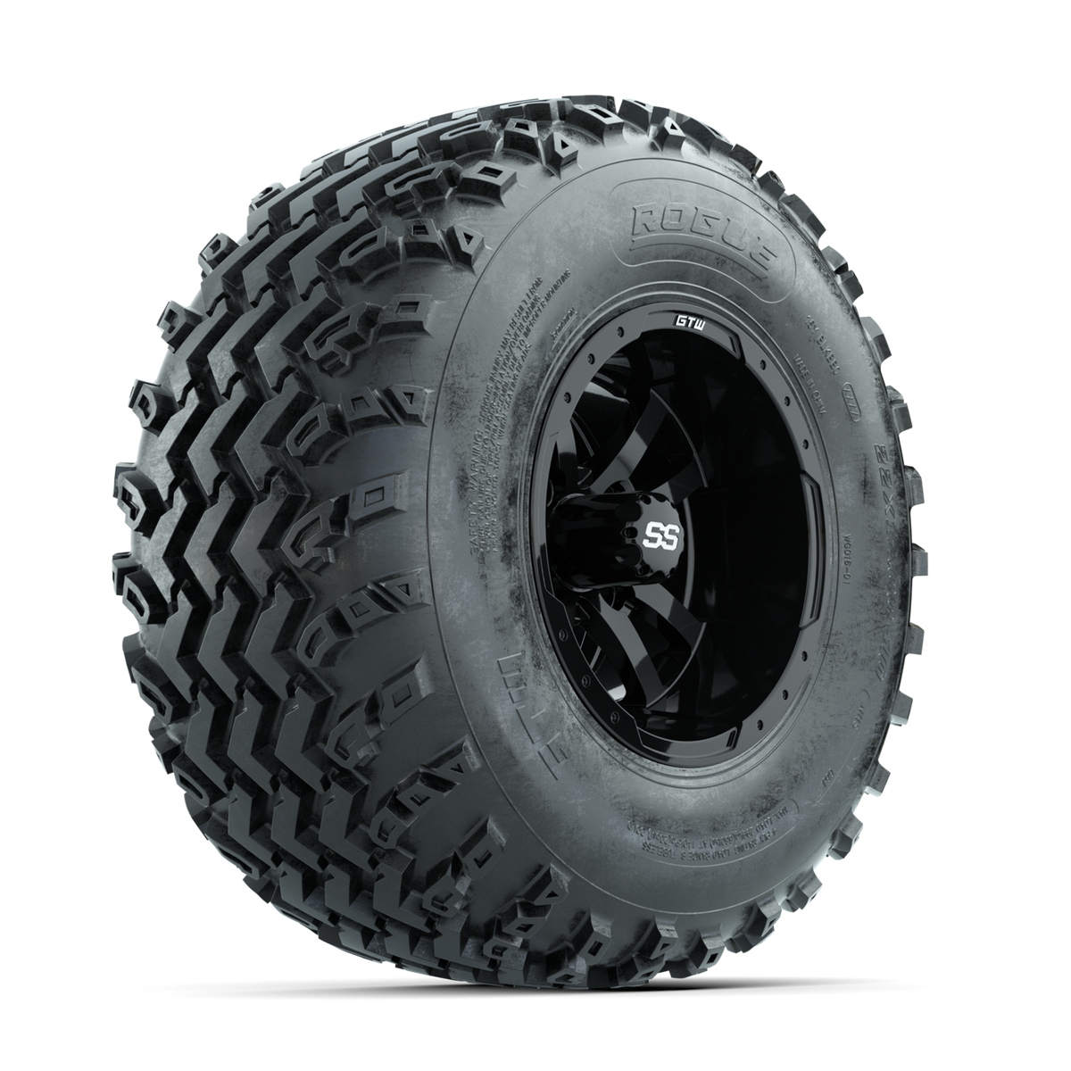 GTW Storm Trooper Black 10 in Wheels with 22x11.00-10 Rogue All Terrain Tires Full Set