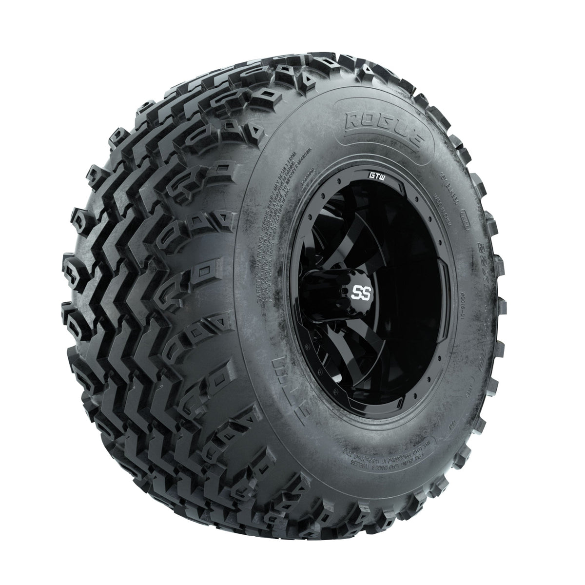 GTW Storm Trooper Black 10 in Wheels with 22x11.00-10 Rogue All Terrain Tires Full Set