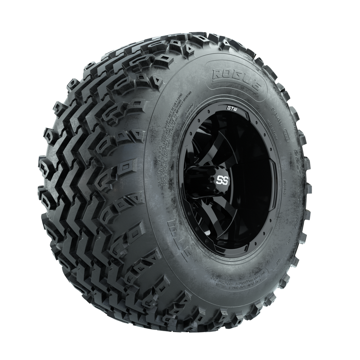 GTW Storm Trooper Black 10 in Wheels with 22x11.00-10 Rogue All Terrain Tires Full Set