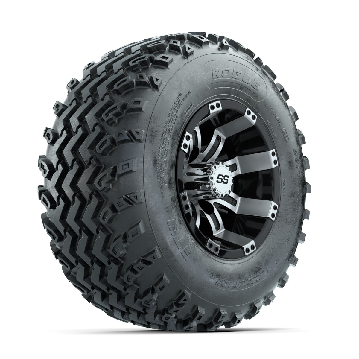 GTW Tempest Machined/Black 10 in Wheels with 22x11.00-10 Rogue All Terrain Tires Full Set