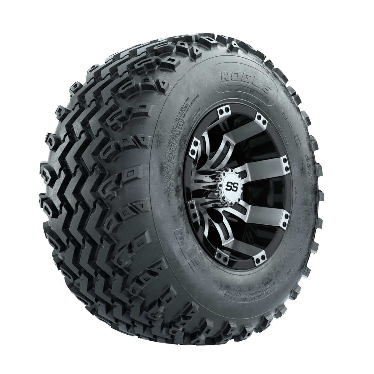 GTW Tempest Machined/Black 10 in Wheels with 22x11.00-10 Rogue All Terrain Tires Full Set