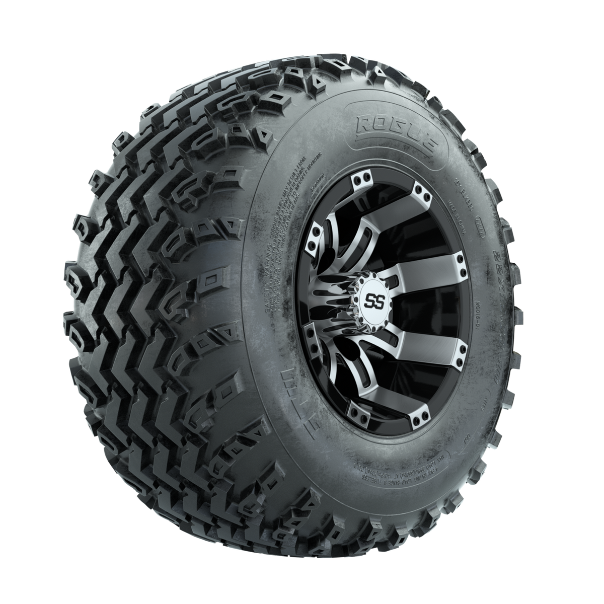 GTW Tempest Machined/Black 10 in Wheels with 22x11.00-10 Rogue All Terrain Tires Full Set
