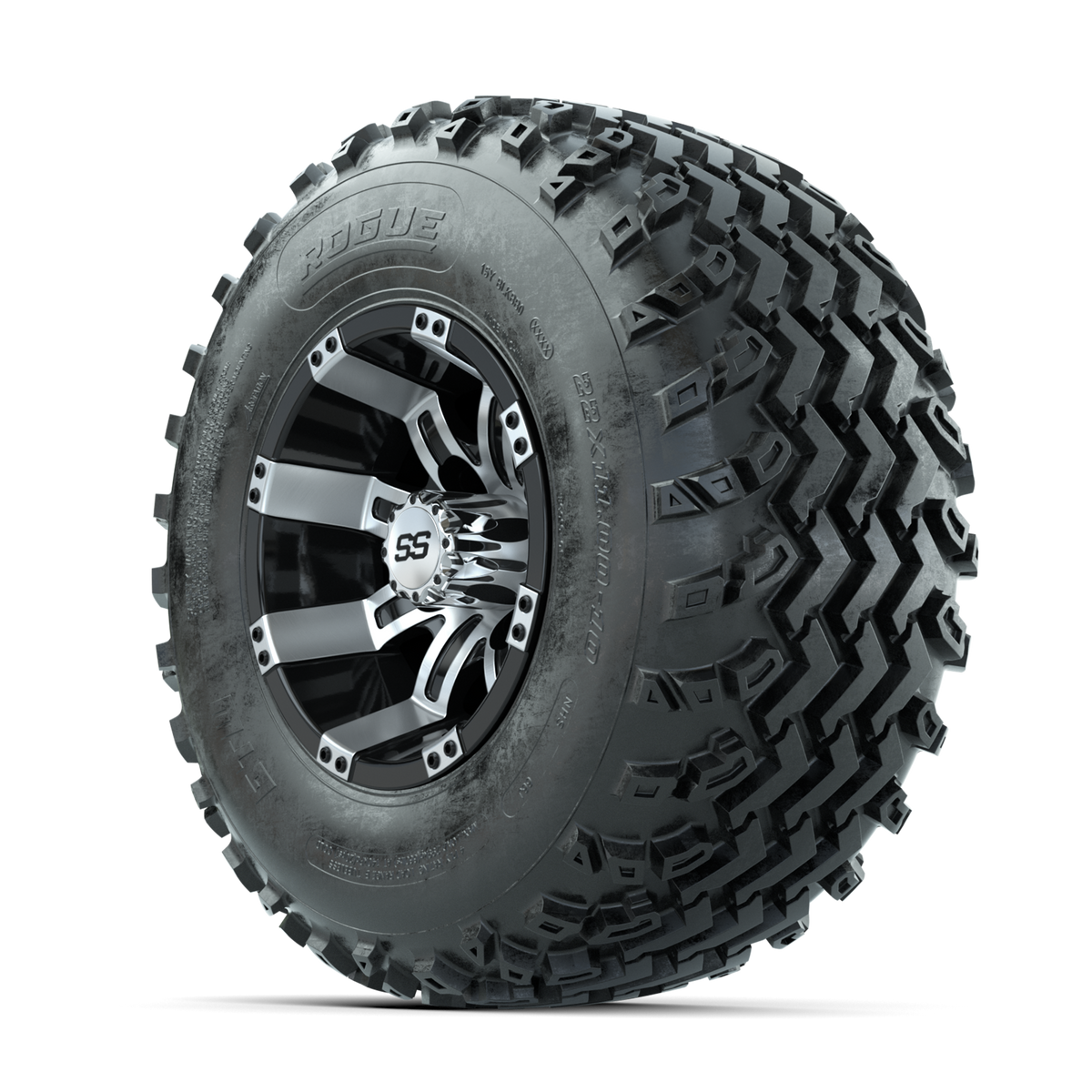GTW Tempest Machined/Black 10 in Wheels with 22x11.00-10 Rogue All Terrain Tires Full Set