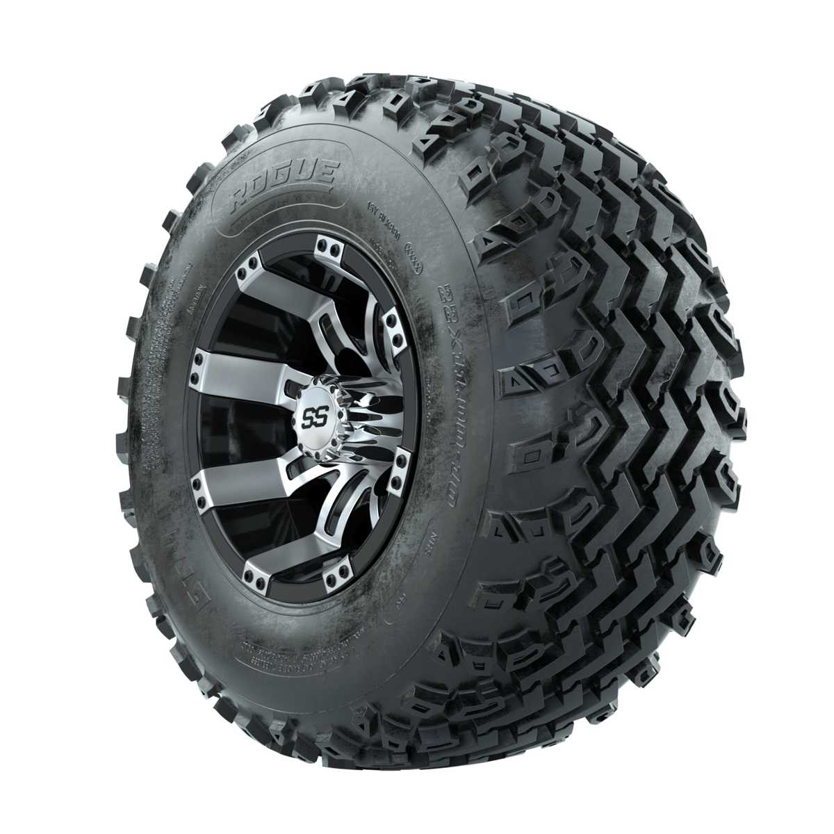 GTW Tempest Machined/Black 10 in Wheels with 22x11.00-10 Rogue All Terrain Tires Full Set