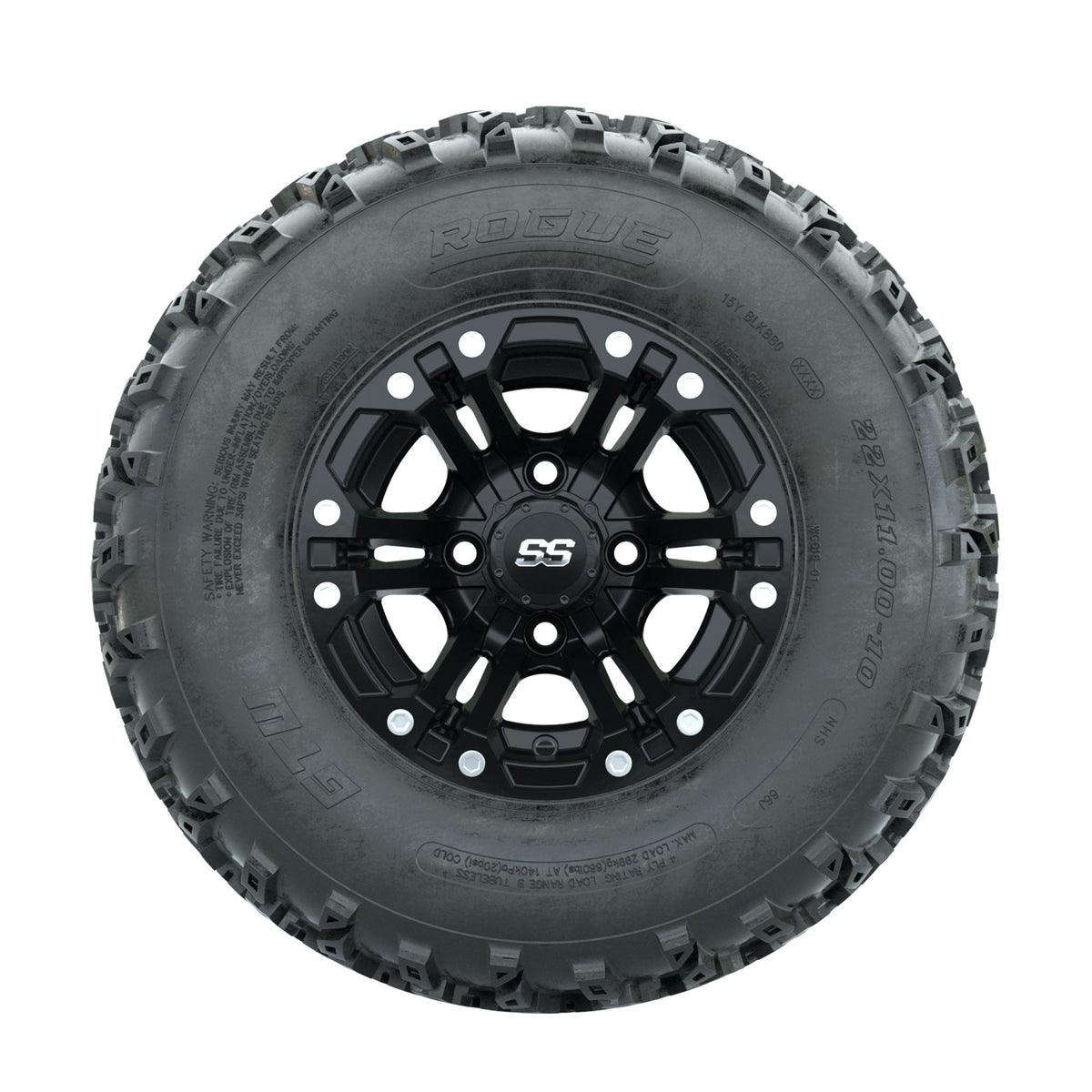 GTW Specter Matte Black 10 in Wheels with 22x11.00-10 Rogue All Terrain Tires Full Set