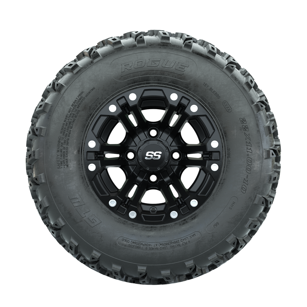 GTW Specter Matte Black 10 in Wheels with 22x11.00-10 Rogue All Terrain Tires Full Set