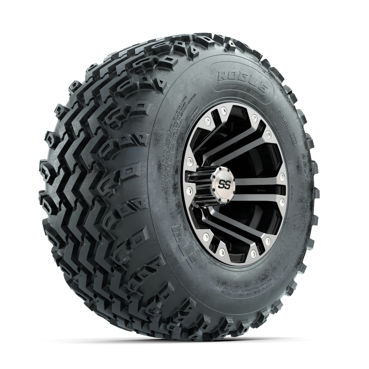 GTW Specter Machined/Black 10 in Wheels with 22x11.00-10 Rogue All Terrain Tires Full Set