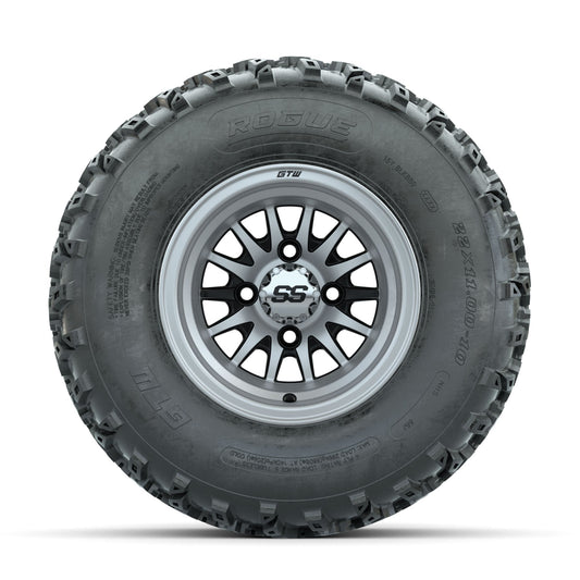 GTW Medusa Machined/Black 10 in Wheels with 22x11.00-10 Rogue All Terrain Tires Full Set