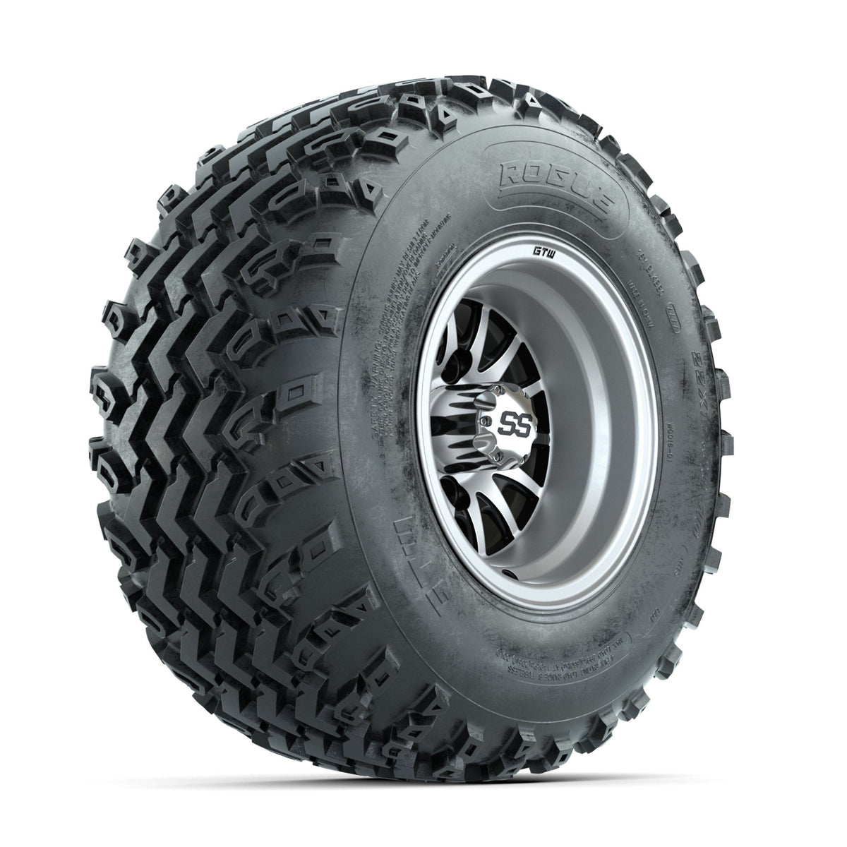 GTW Medusa Machined/Black 10 in Wheels with 22x11.00-10 Rogue All Terrain Tires Full Set