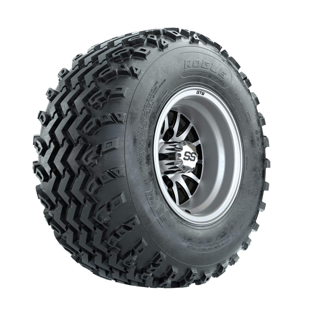 GTW Medusa Machined/Black 10 in Wheels with 22x11.00-10 Rogue All Terrain Tires Full Set