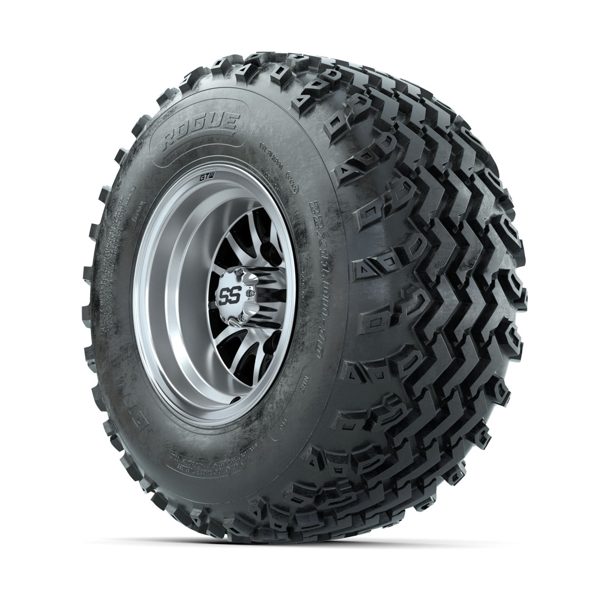 GTW Medusa Machined/Black 10 in Wheels with 22x11.00-10 Rogue All Terrain Tires Full Set