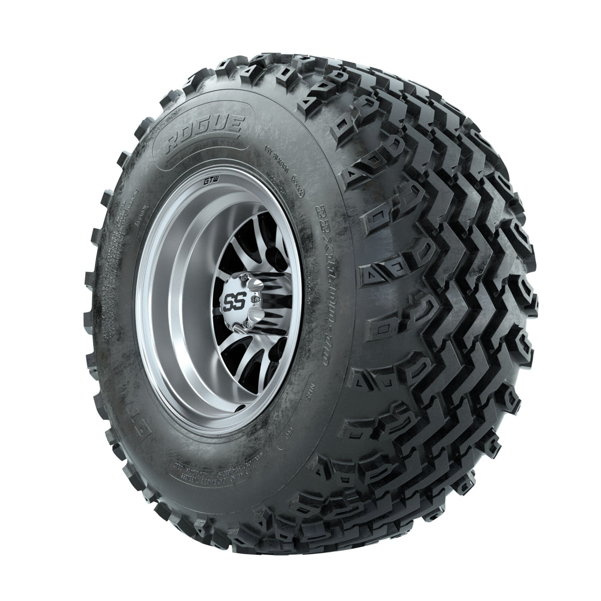 GTW Medusa Machined/Black 10 in Wheels with 22x11.00-10 Rogue All Terrain Tires Full Set