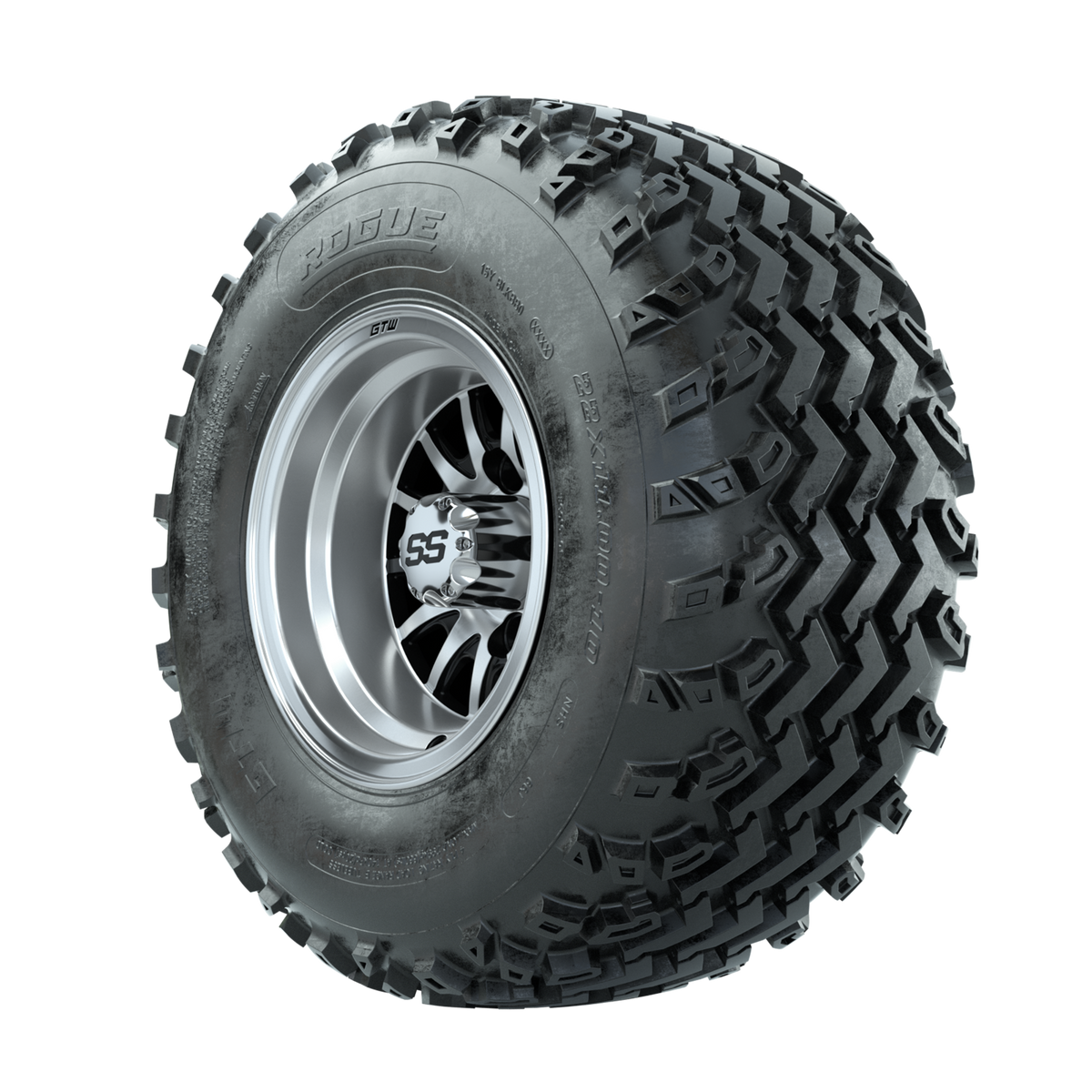 GTW Medusa Machined/Black 10 in Wheels with 22x11.00-10 Rogue All Terrain Tires Full Set