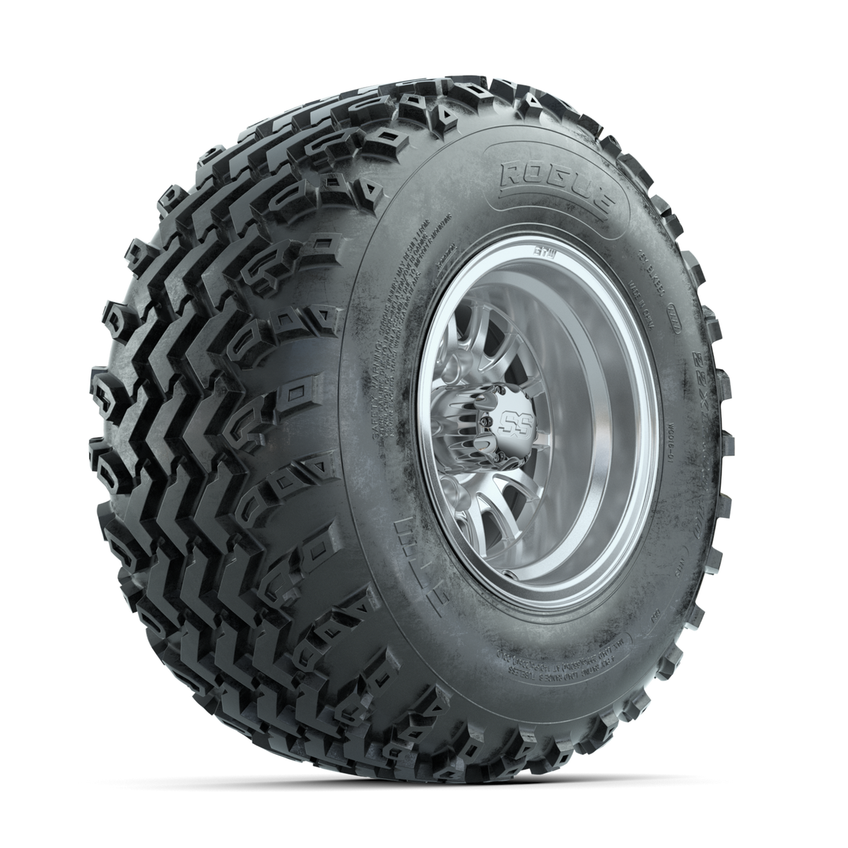 GTW Medusa Machined/Silver 10 in Wheels with 22x11.00-10 Rogue All Terrain Tires Full Set