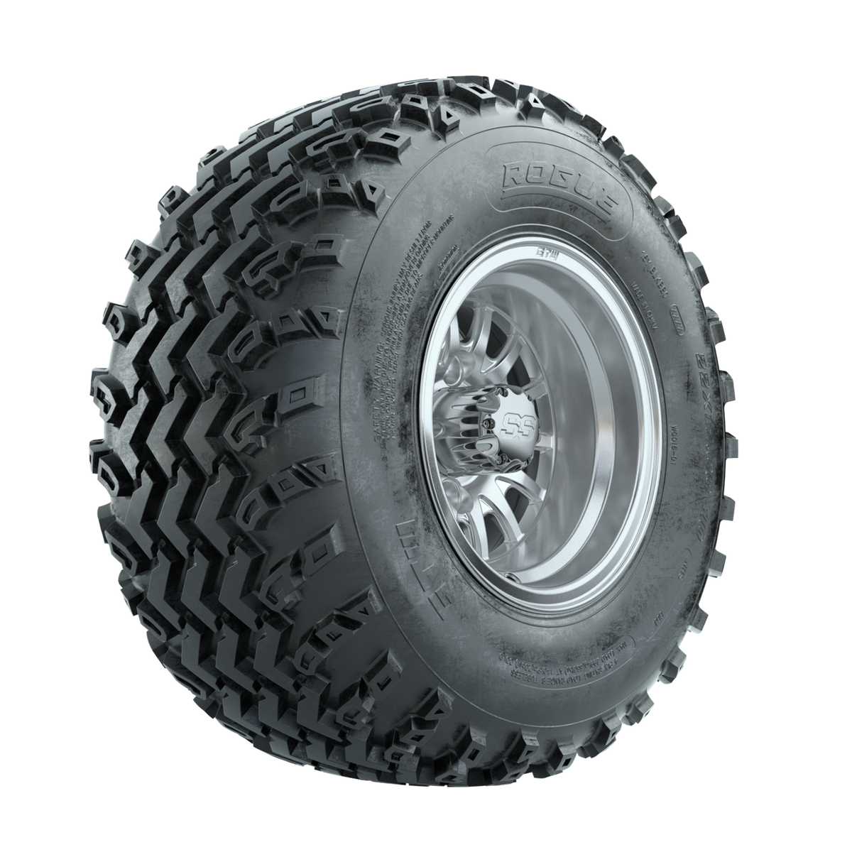 GTW Medusa Machined/Silver 10 in Wheels with 22x11.00-10 Rogue All Terrain Tires Full Set