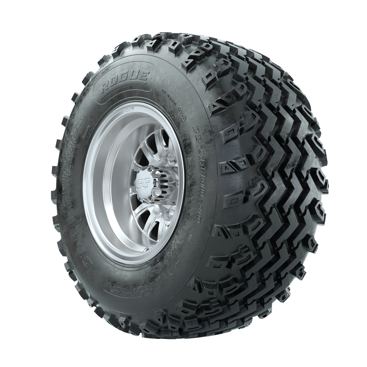 GTW Medusa Machined/Silver 10 in Wheels with 22x11.00-10 Rogue All Terrain Tires Full Set