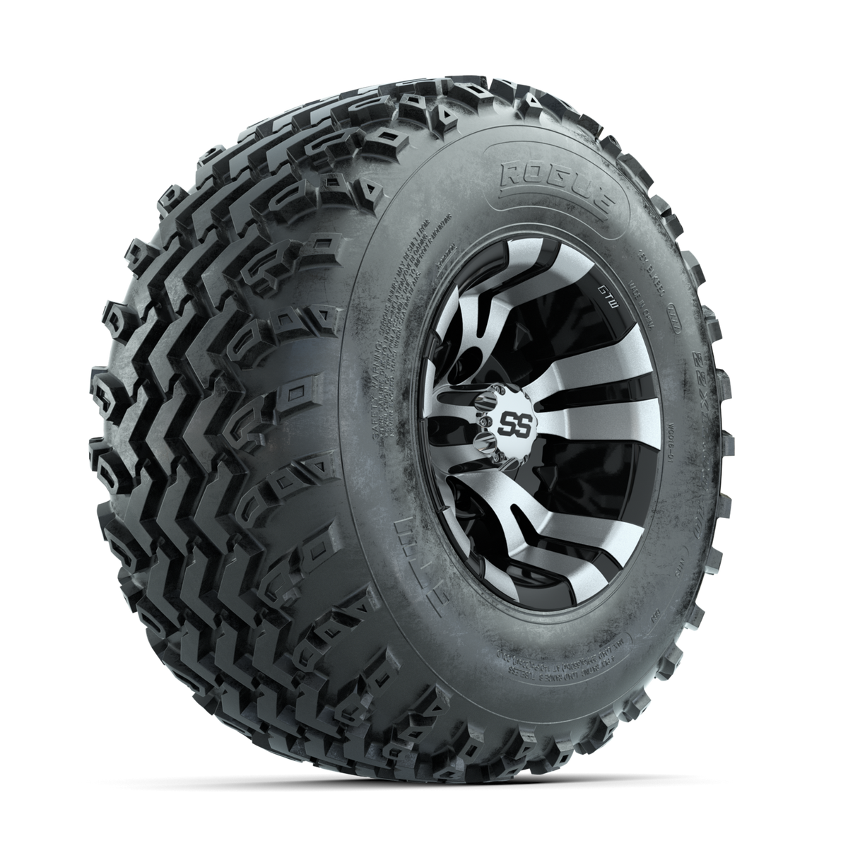 GTW Vampire Machined/Black 10 in Wheels with 22x11.00-10 Rogue All Terrain Tires Full Set