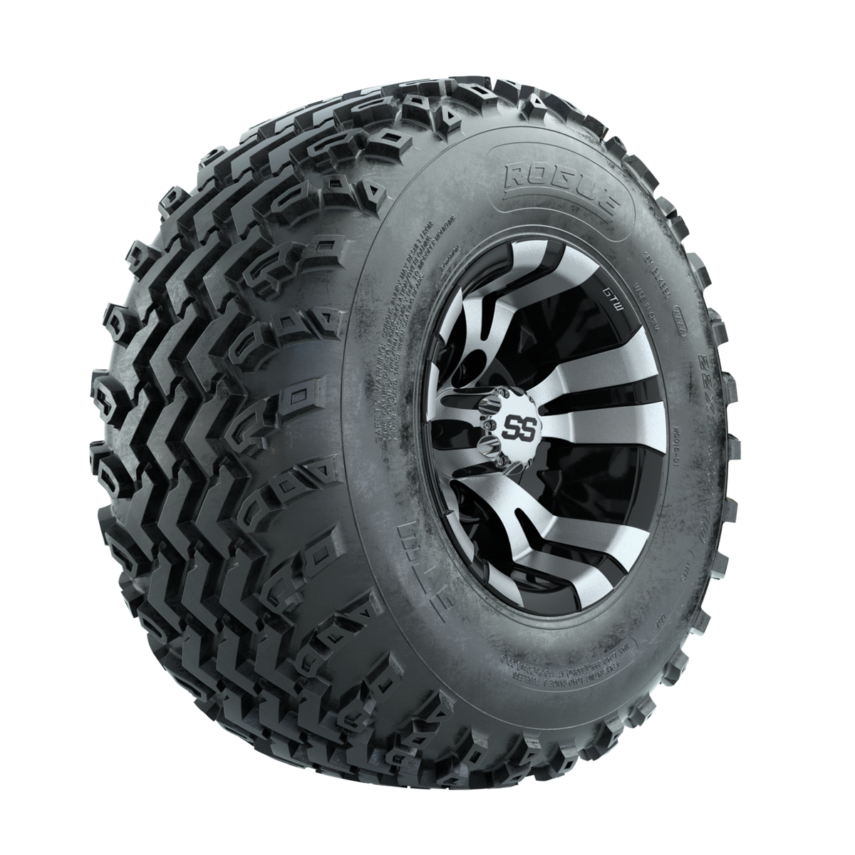 GTW Vampire Machined/Black 10 in Wheels with 22x11.00-10 Rogue All Terrain Tires Full Set