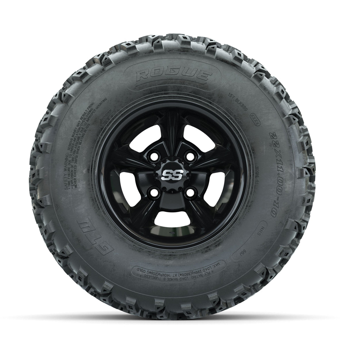 GTW Godfather Black 10 in Wheels with 22x11.00-10 Rogue All Terrain Tires Full Set