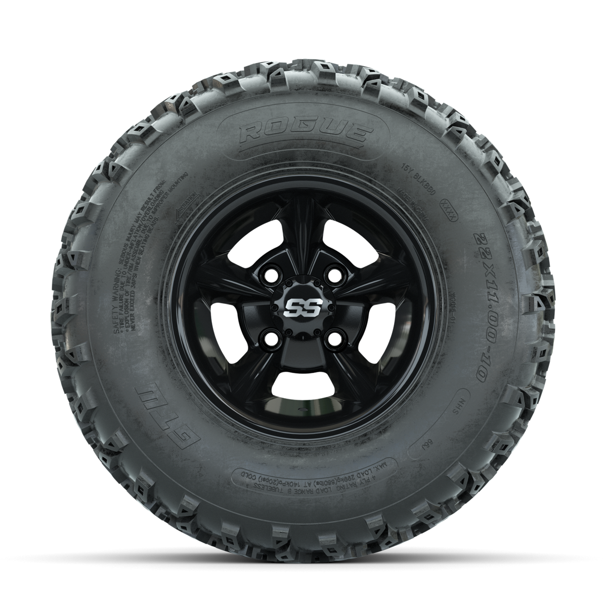 GTW Godfather Black 10 in Wheels with 22x11.00-10 Rogue All Terrain Tires Full Set
