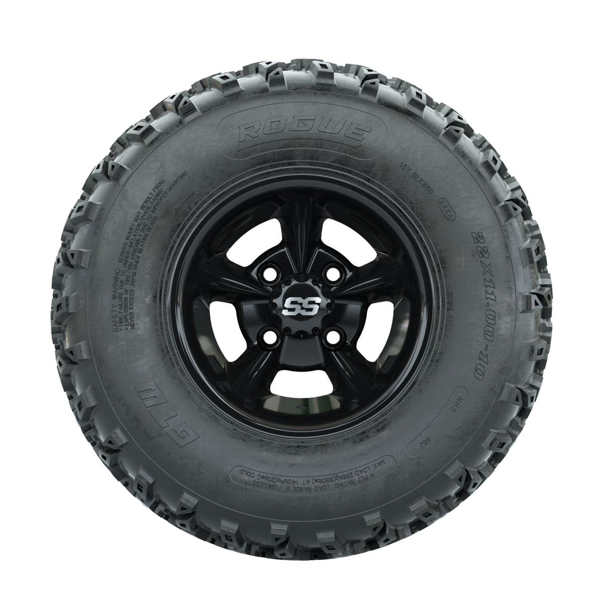 GTW Godfather Black 10 in Wheels with 22x11.00-10 Rogue All Terrain Tires Full Set