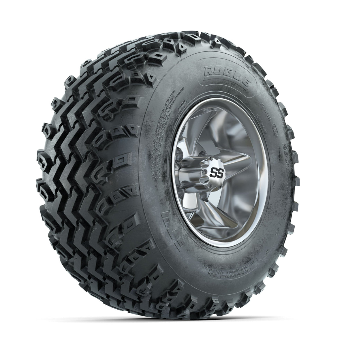 GTW Godfather Chrome 10 in Wheels with 22x11.00-10 Rogue All Terrain Tires Full Set