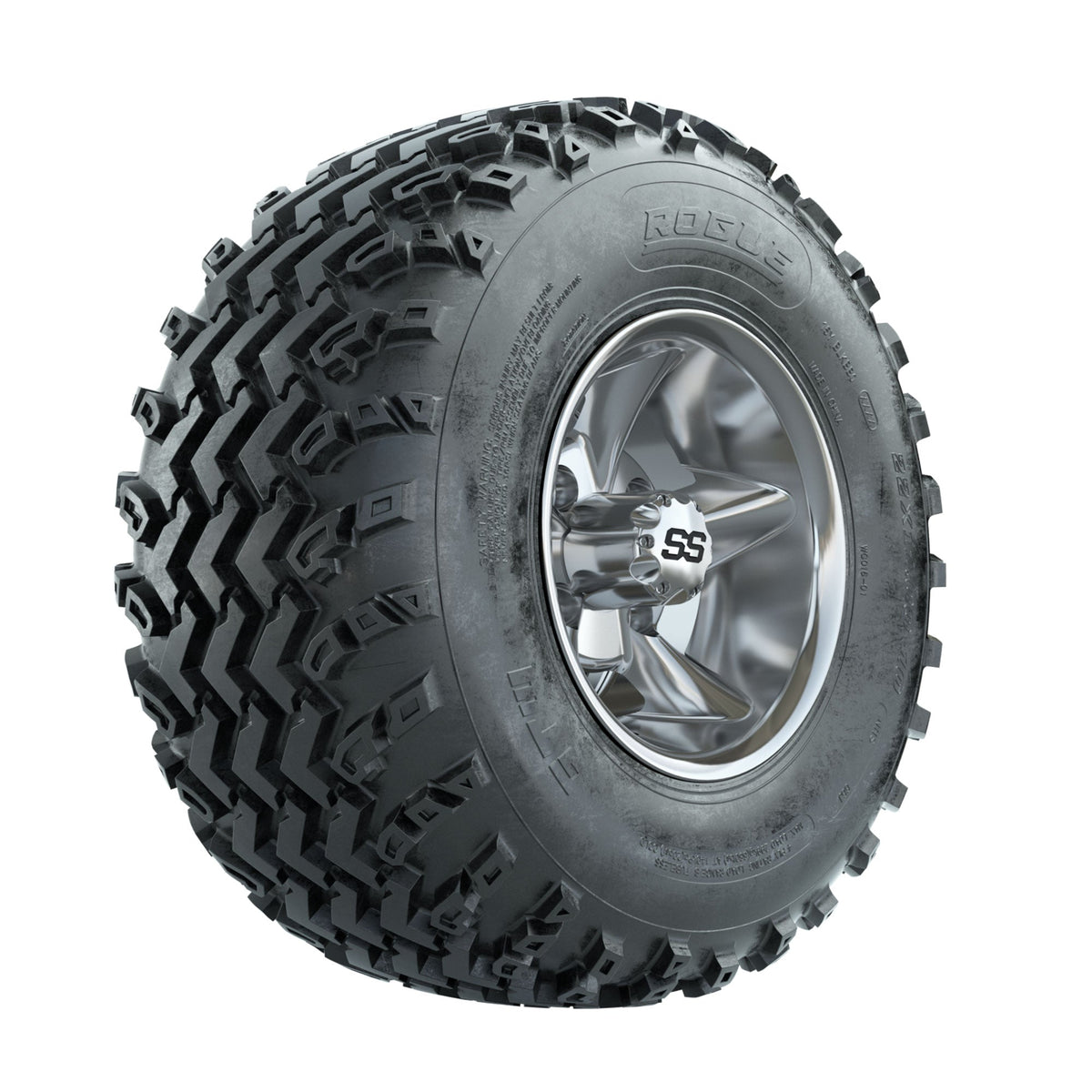 GTW Godfather Chrome 10 in Wheels with 22x11.00-10 Rogue All Terrain Tires Full Set