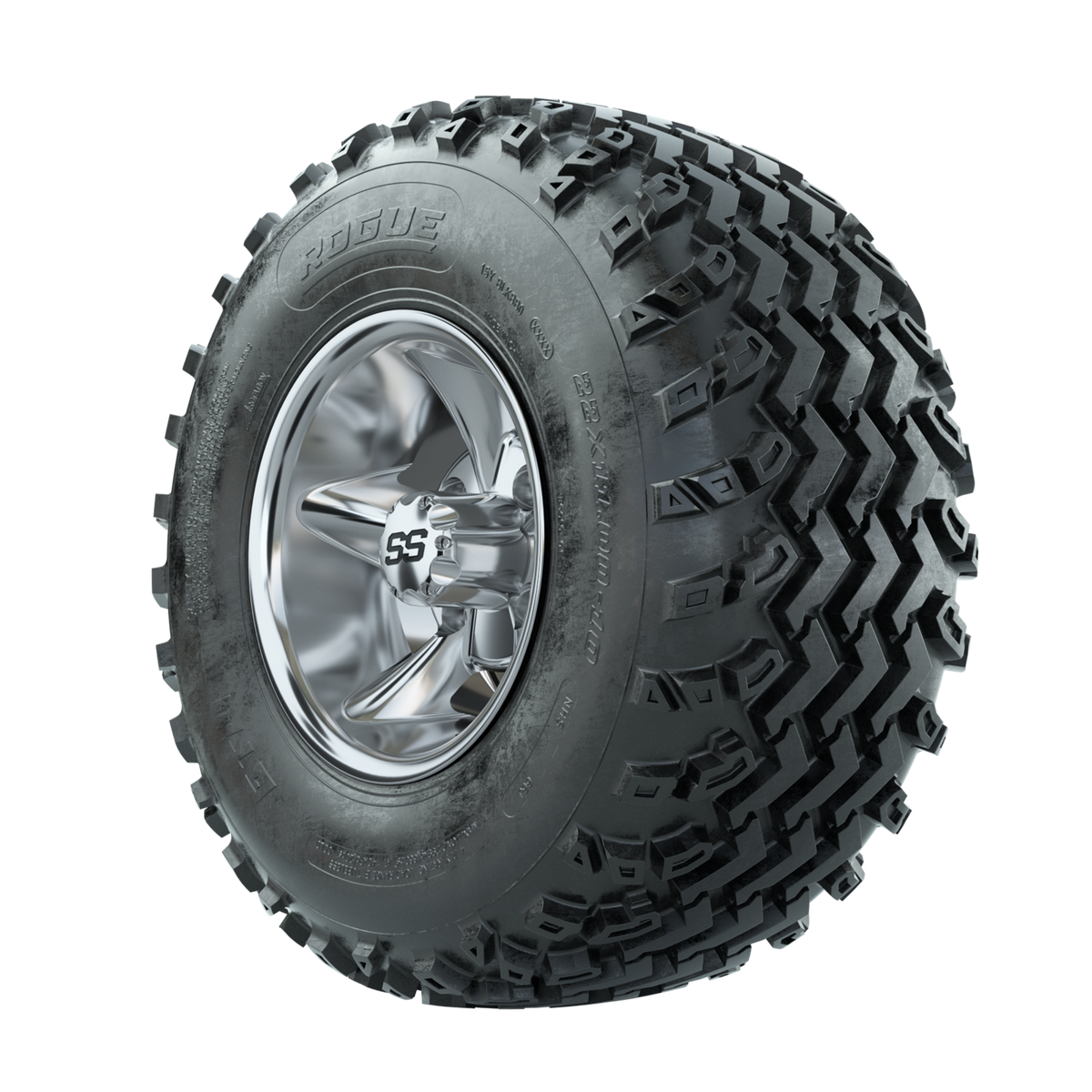 GTW Godfather Chrome 10 in Wheels with 22x11.00-10 Rogue All Terrain Tires Full Set