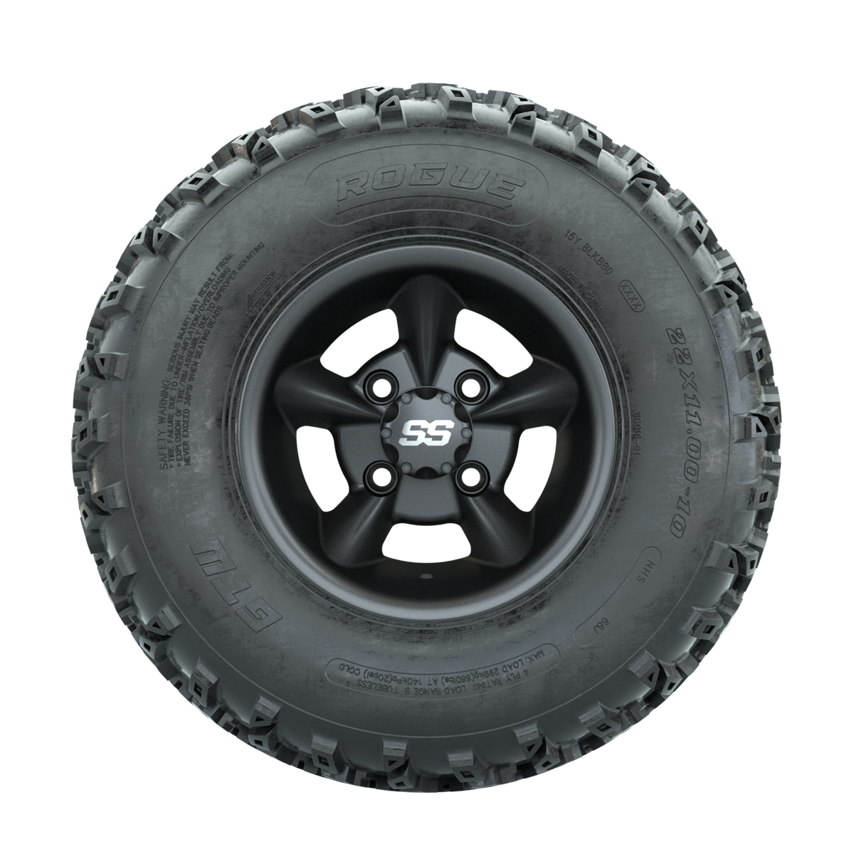 GTW Godfather Matte Grey 10 in Wheels with 22x11.00-10 Rogue All Terrain Tires  Full Set