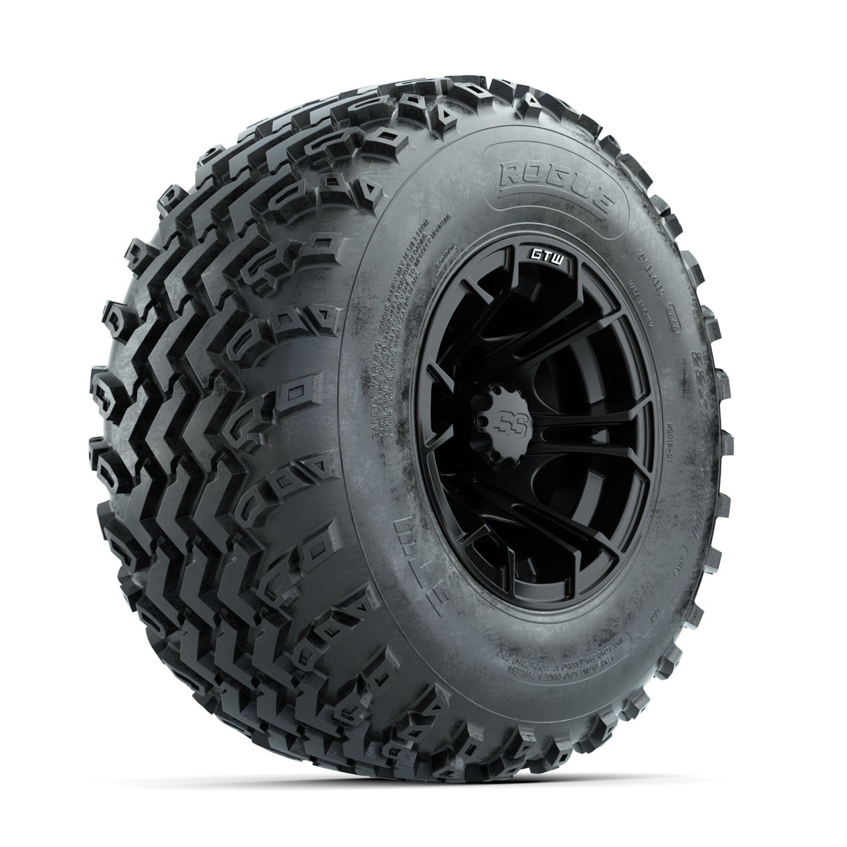 GTW Spyder Matte Black 10 in Wheels with 22x11.00-10 Rogue All Terrain Tires Full Set