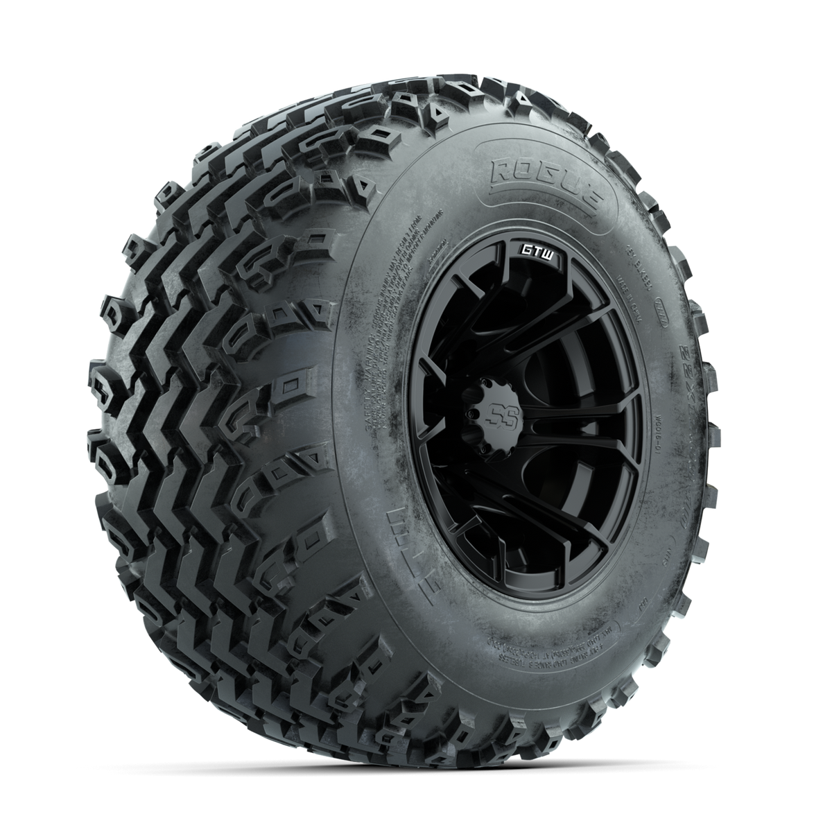 GTW Spyder Matte Black 10 in Wheels with 22x11.00-10 Rogue All Terrain Tires Full Set