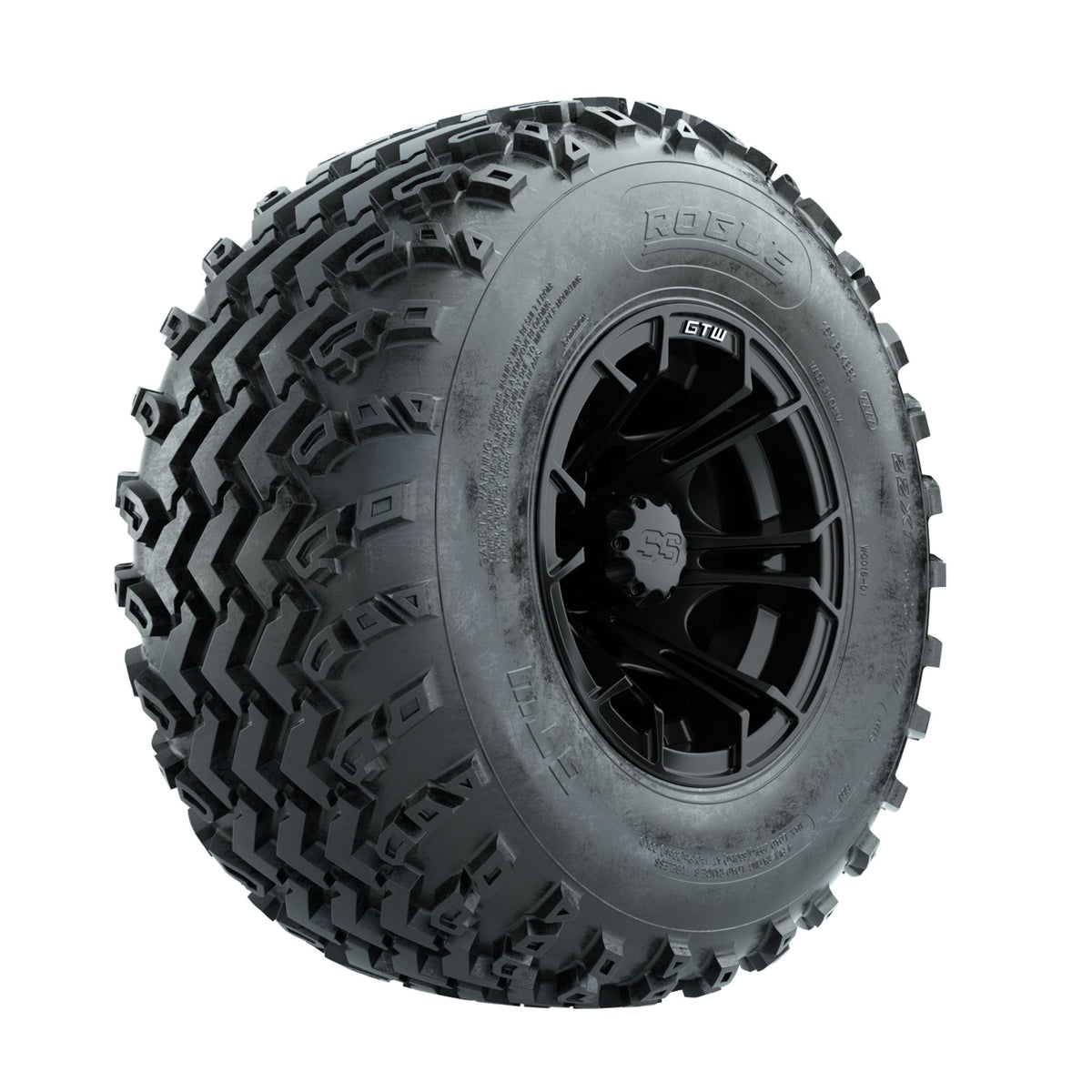 GTW Spyder Matte Black 10 in Wheels with 22x11.00-10 Rogue All Terrain Tires Full Set