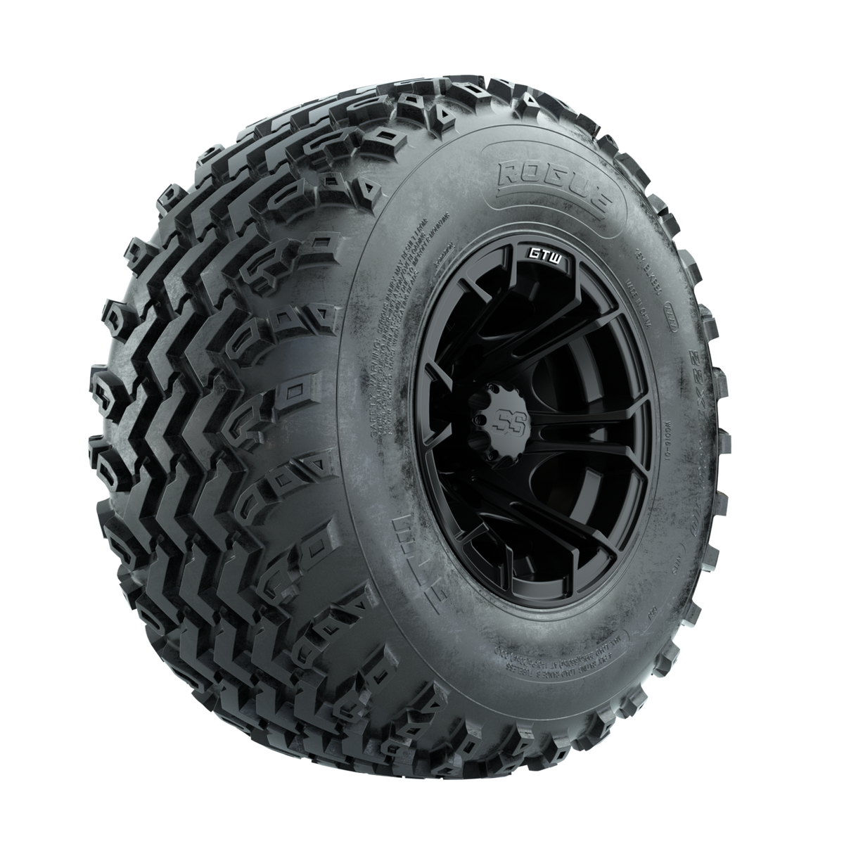 GTW Spyder Matte Black 10 in Wheels with 22x11.00-10 Rogue All Terrain Tires Full Set