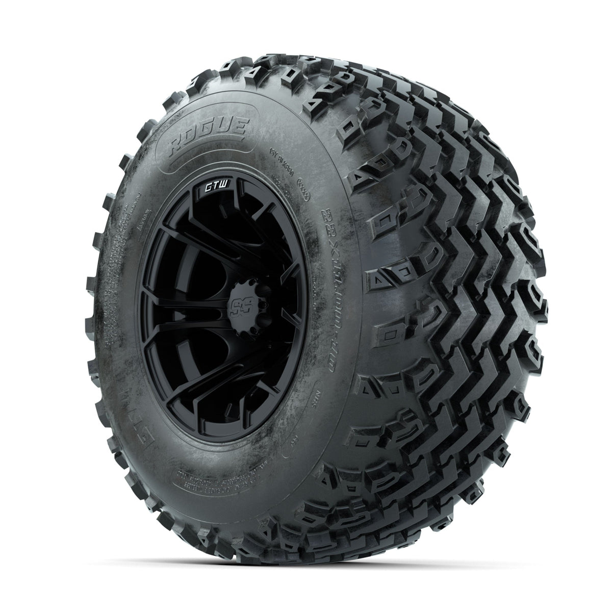 GTW Spyder Matte Black 10 in Wheels with 22x11.00-10 Rogue All Terrain Tires Full Set
