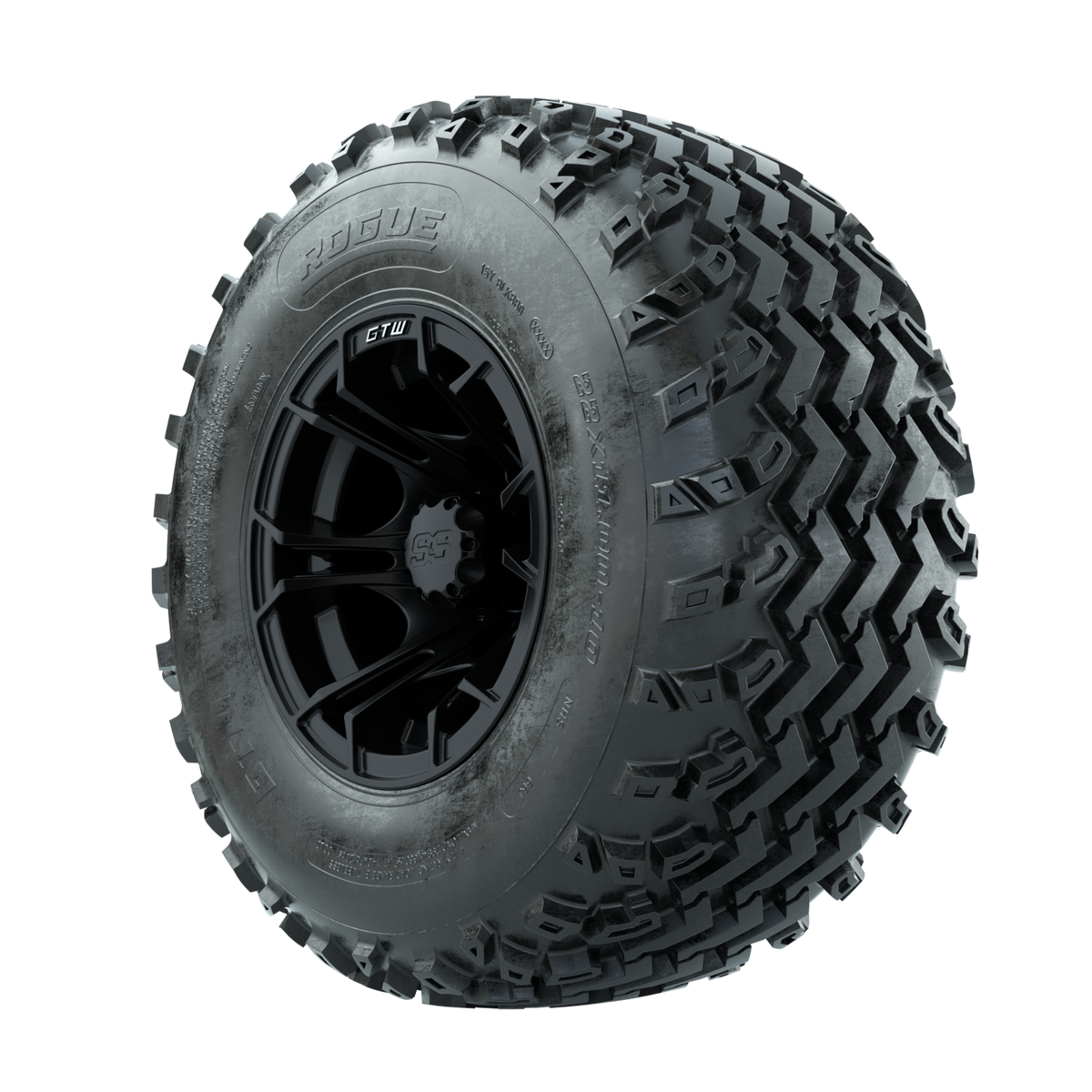 GTW Spyder Matte Black 10 in Wheels with 22x11.00-10 Rogue All Terrain Tires Full Set
