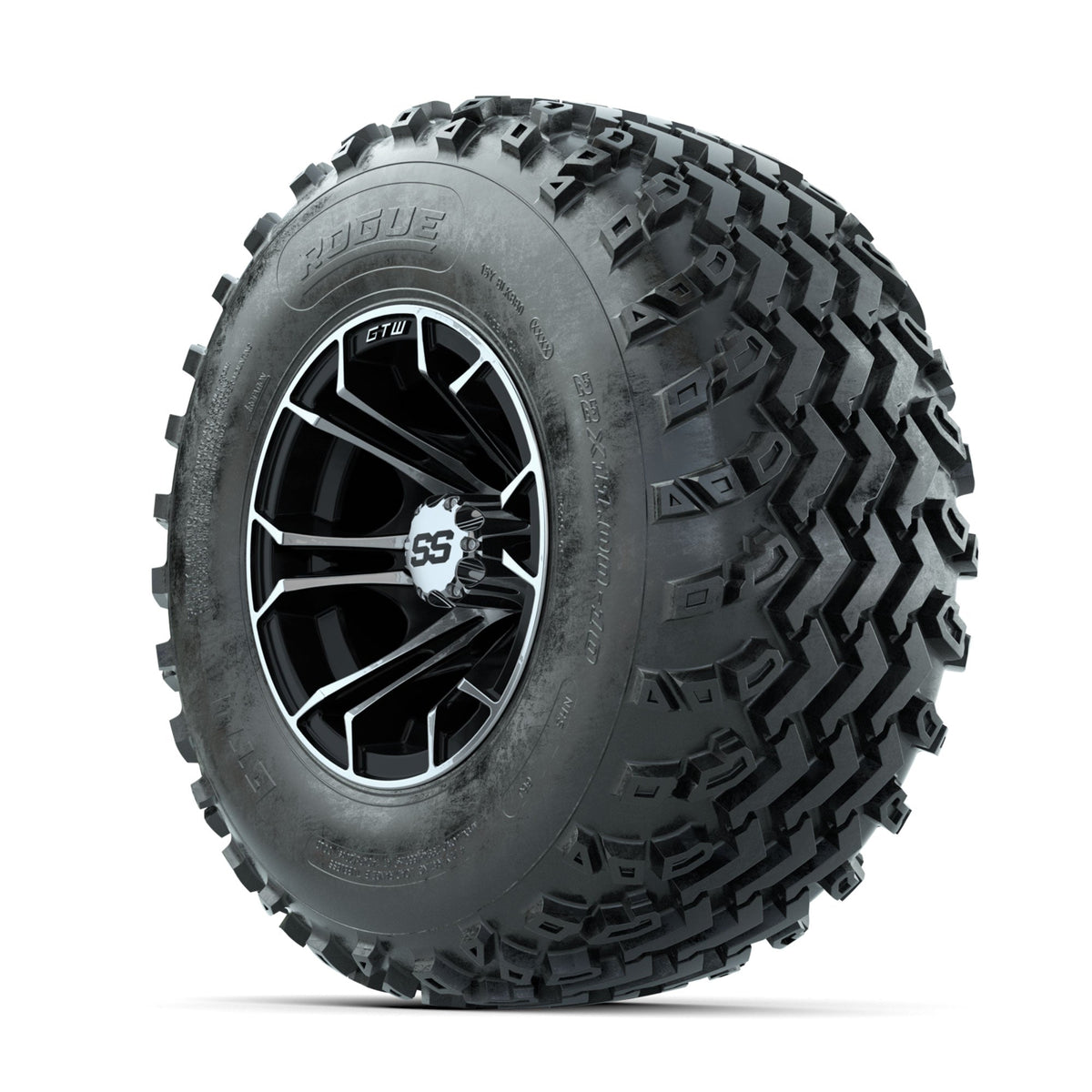 GTW Spyder Machined/Black 10 in Wheels with 22x11.00-10 Rogue All Terrain Tires Full Set