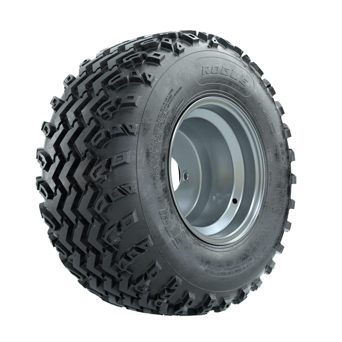 GTW Steel Silver 3:5 Offset 10 in Wheels with 22x11.00-10 Rogue All Terrain Tires Full Set