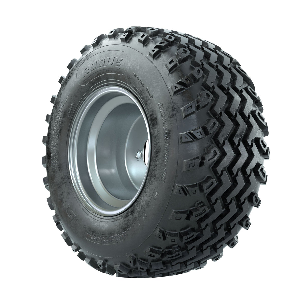 GTW Steel Silver 3:5 Offset 10 in Wheels with 22x11.00-10 Rogue All Terrain Tires Full Set