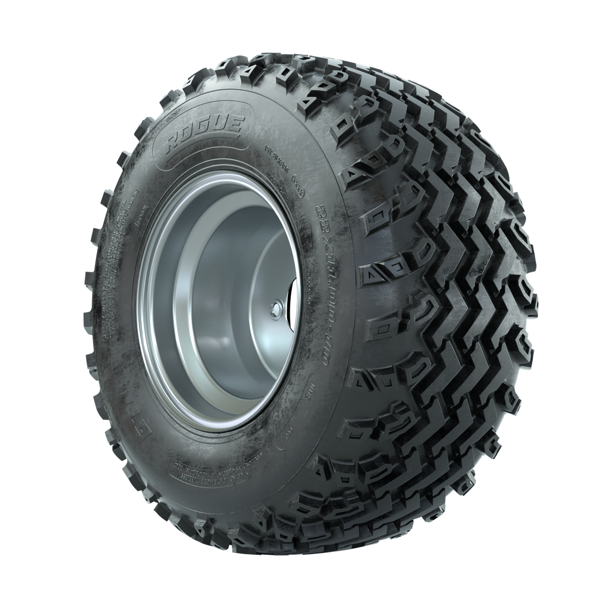 GTW Steel Silver 3:5 Offset 10 in Wheels with 22x11.00-10 Rogue All Terrain Tires Full Set