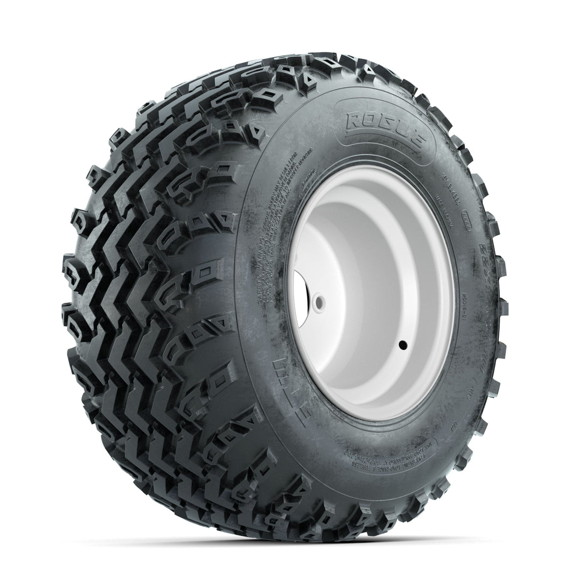 GTW Steel White 3:5 Offset 10 in Wheels with 22x11.00-10 Rogue All Terrain Tires Full Set