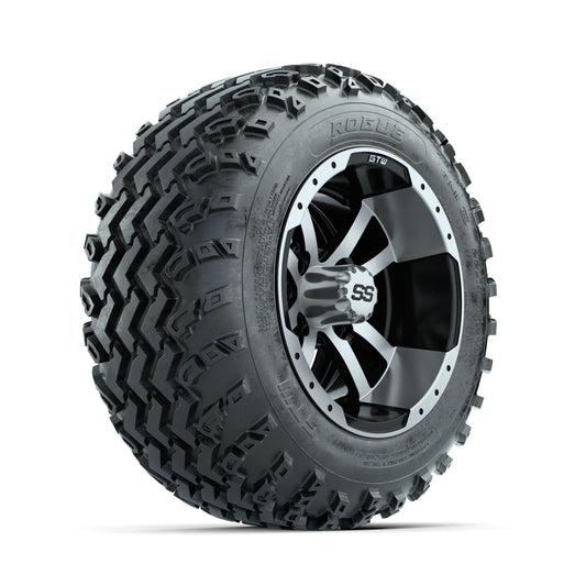 GTW Storm Trooper Machined/Black 12" Wheels with 22x11.00-12 Rogue All Terrain Tires Full Set