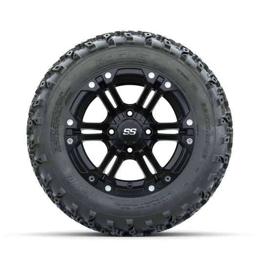 GTW Specter Matte Black 12" Wheels with 22x11.00-12 Rogue All Terrain Tires Full Set