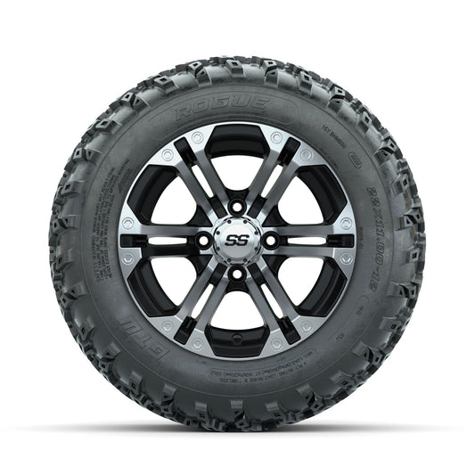 GTW Specter Machined/Black 12" Wheels with 22x11.00-12 Rogue All Terrain Tires Full Set