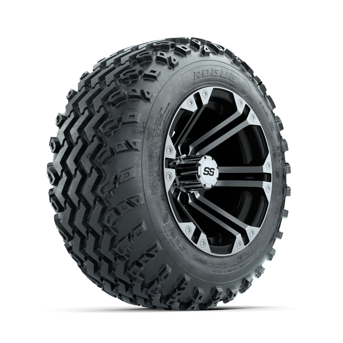 GTW Specter Machined/Black 12" Wheels with 22x11.00-12 Rogue All Terrain Tires Full Set