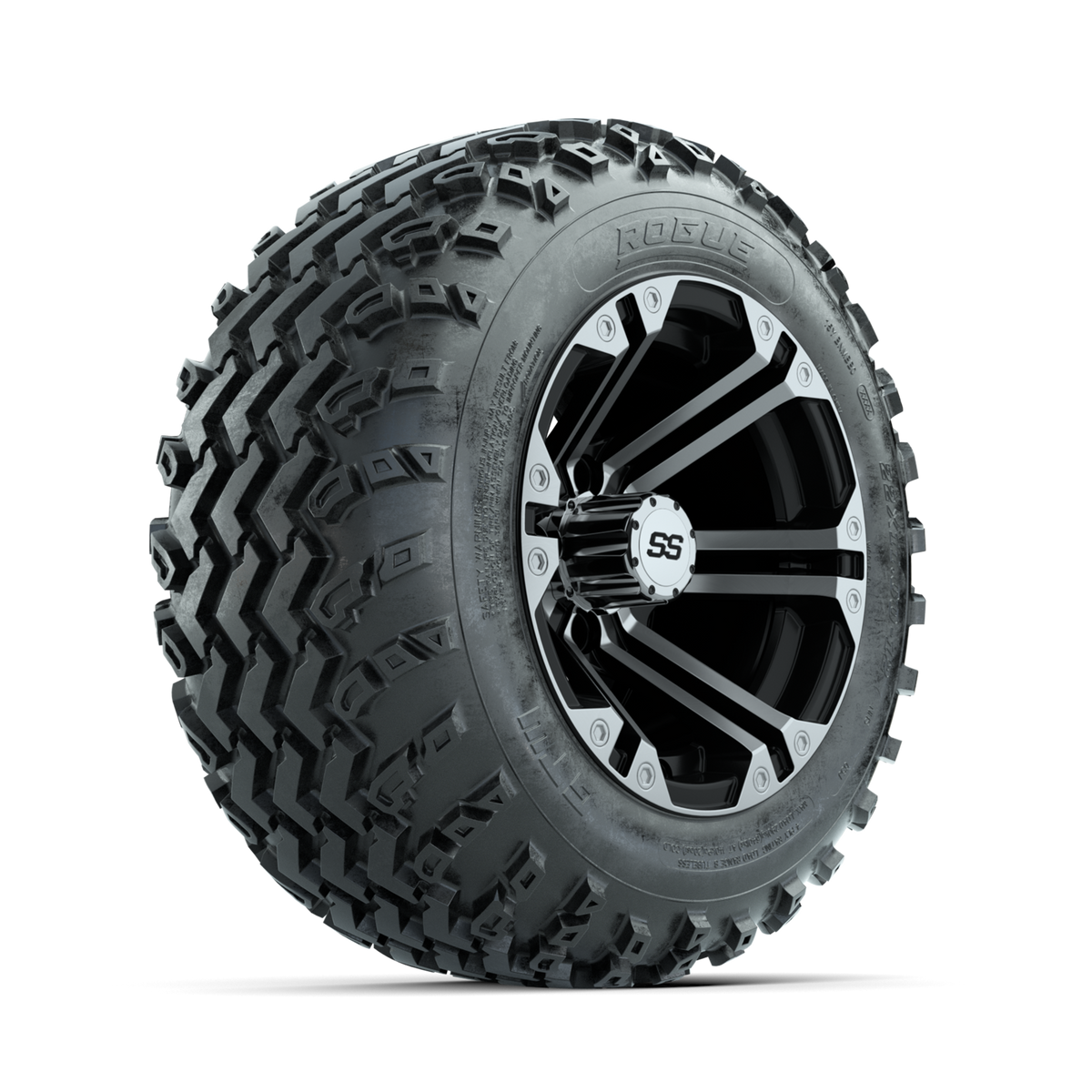 GTW Specter Machined/Black 12" Wheels with 22x11.00-12 Rogue All Terrain Tires Full Set