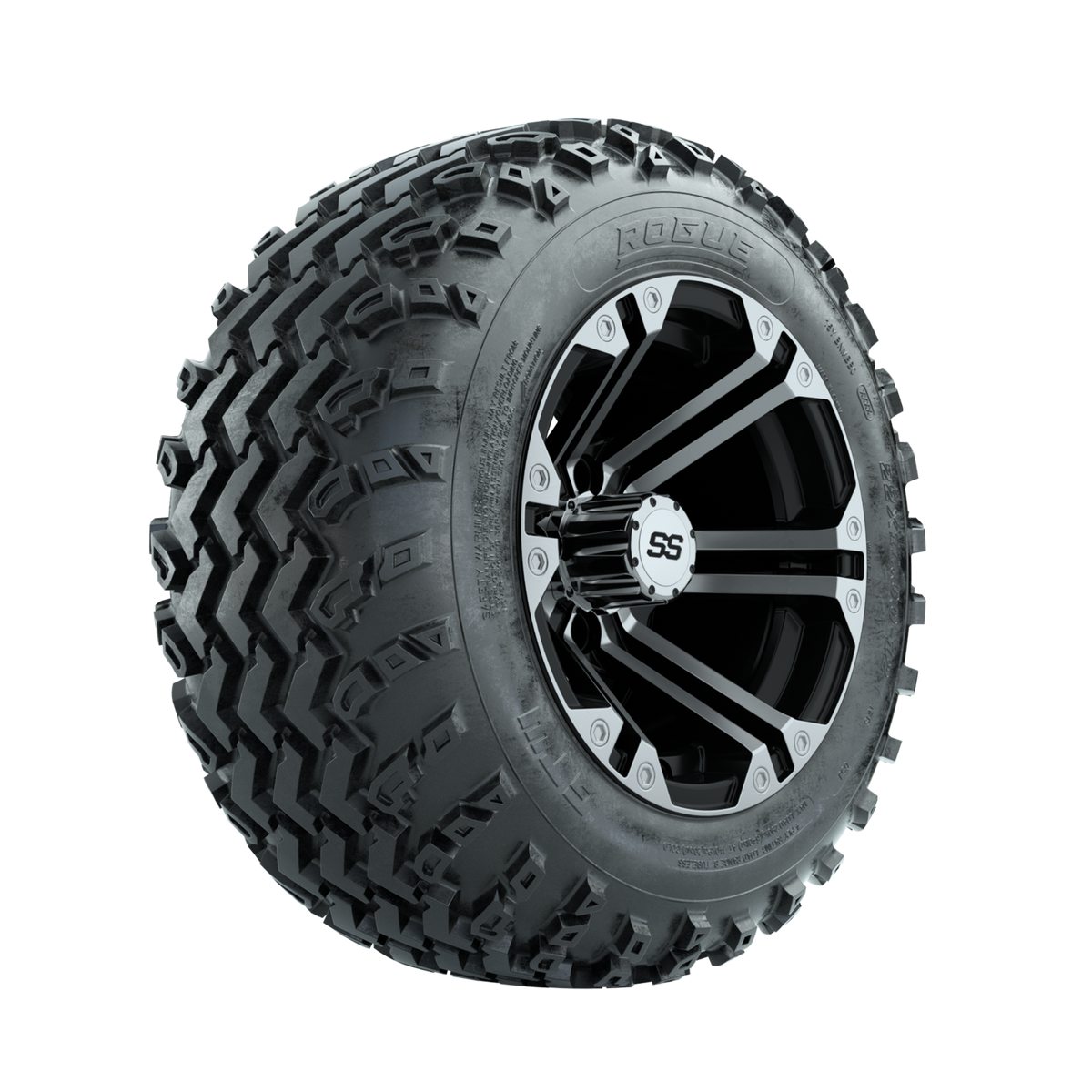 GTW Specter Machined/Black 12" Wheels with 22x11.00-12 Rogue All Terrain Tires Full Set