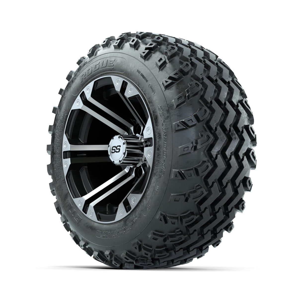 GTW Specter Machined/Black 12" Wheels with 22x11.00-12 Rogue All Terrain Tires Full Set